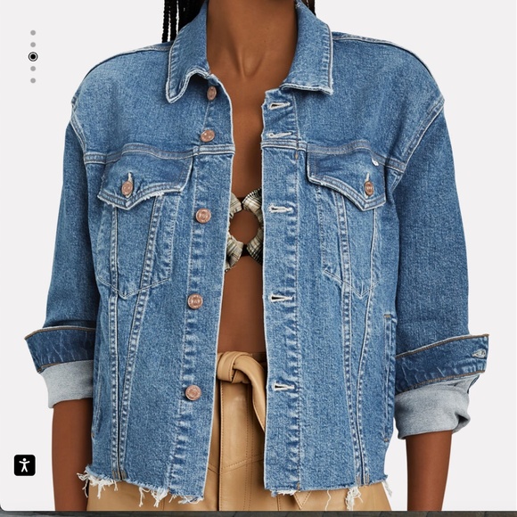 MOTHER Jackets & Coats Nwt Mother The Cut Drifter Medium Denim Raw